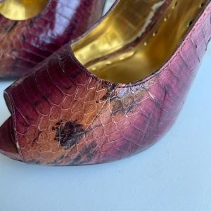BCBGirls Fernando Cherrywood Snake Heels